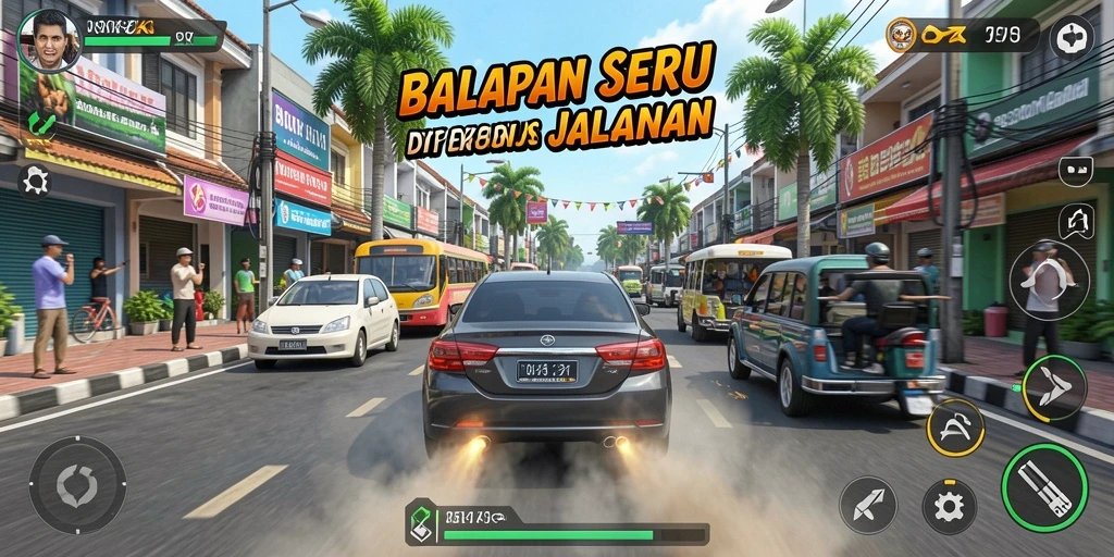 Tampilan gameplay balapan seru dalam 33ZK.