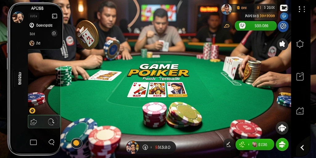 Tampilan gameplay seru dalam aplikasi Poker API288.