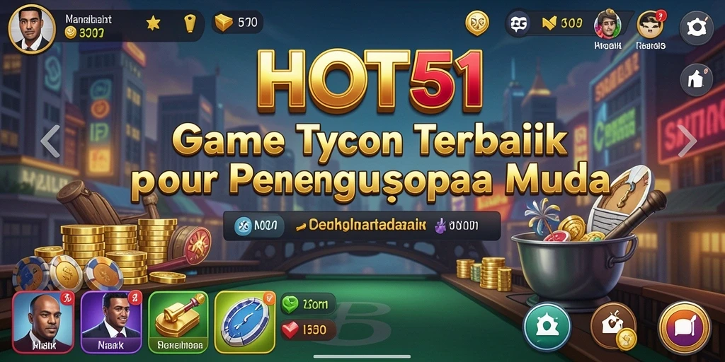 Tangkapan layar gameplay HOT51 menampilkan aktivitas bisnis yang dinamis.