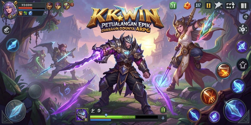 Menampilkan aksi pertarungan seru dalam permainan ARPG KKWIN.