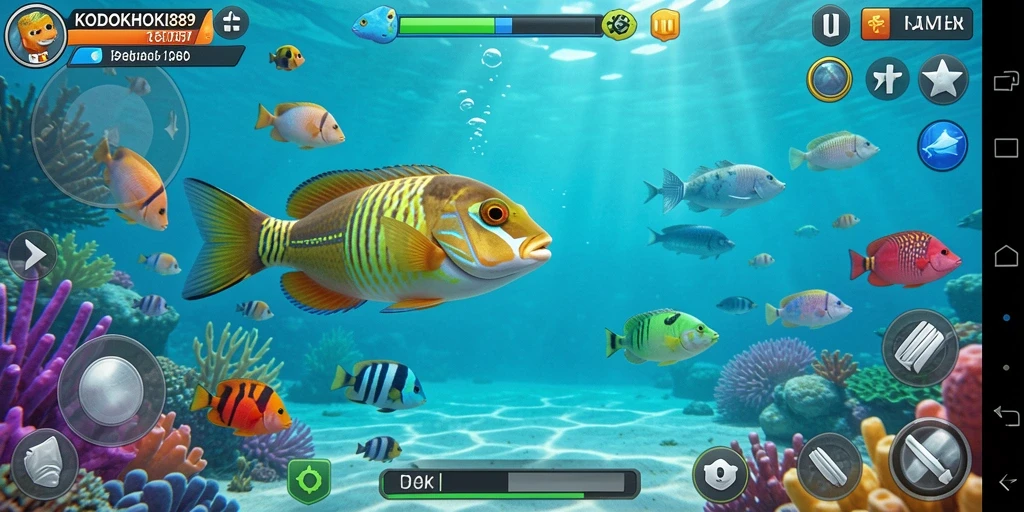 Screenshot gameplay KODOKHOKI889 menampilkan aksi menembak ikan yang seru.