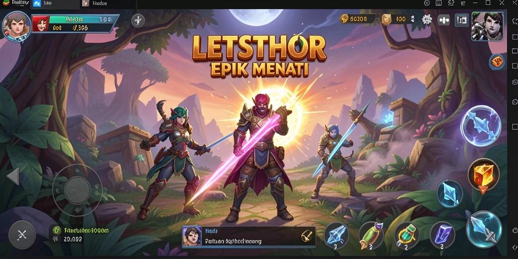 Tangkapan layar gameplay LETSTHOR dengan aksi petualangan yang mendebarkan.