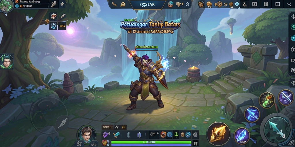 Screenshot utama QQSTAR menampilkan aksi seru gameplay MMORPG.