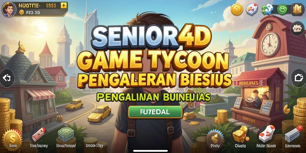 Tampilan gameplay SENIOR4D yang menarik dengan manajemen bisnis yang mendalam.